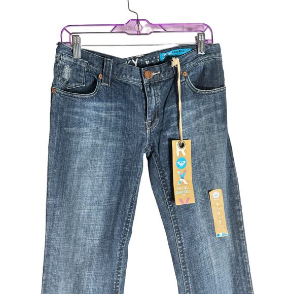 Womens Roxy Malibu Baby Bell Fit Blue Boho Chic Denim Jeans 9 NWT - Picture 2 of 6
